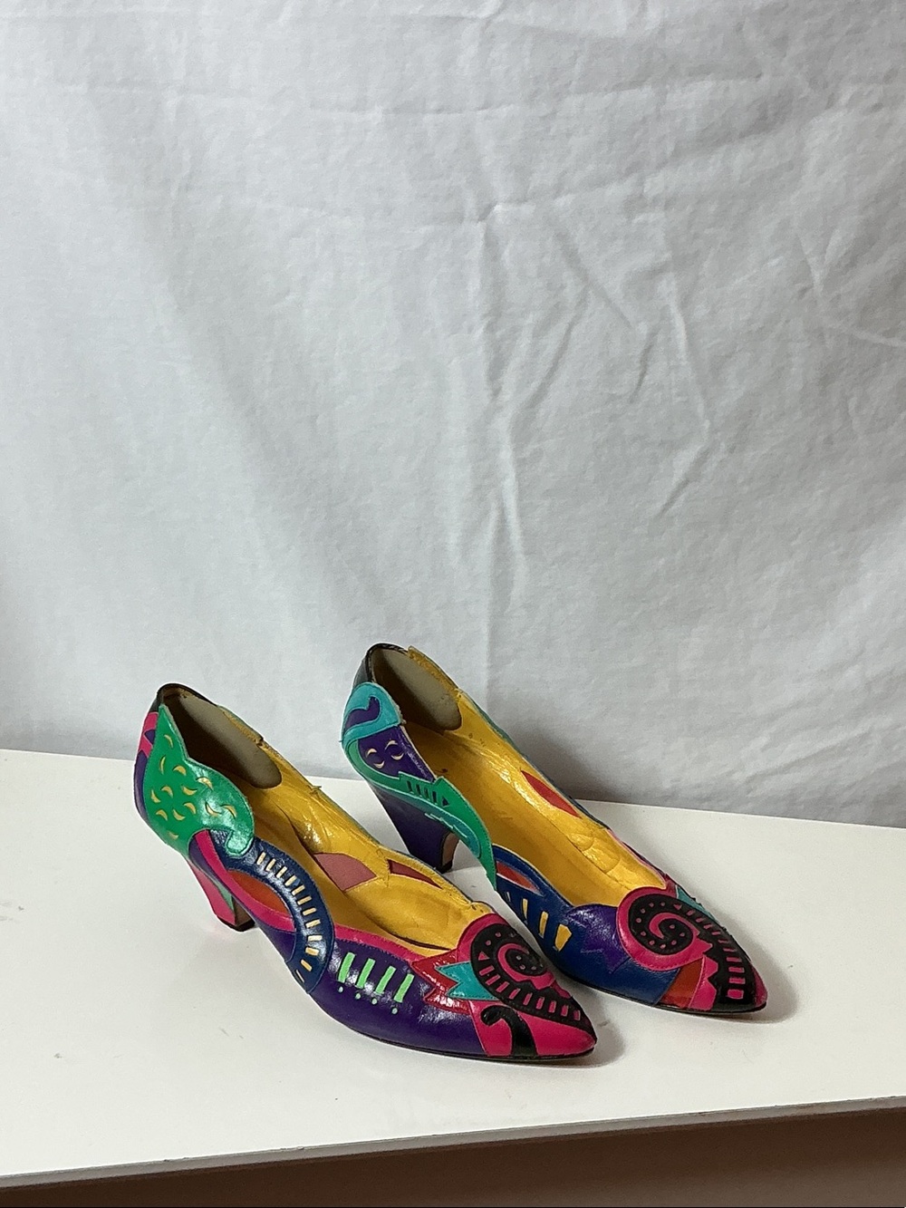 Beverly Feldman Multicolor Abstract Pattern Heels